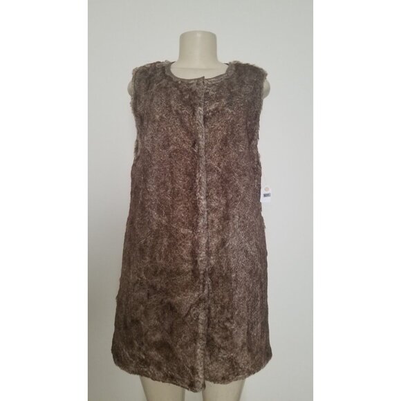 AVALEIGH WOMEN'S BROWN MIDDLE FAUX FUR VEST SIZE M #831 - Picture 1 of 12
